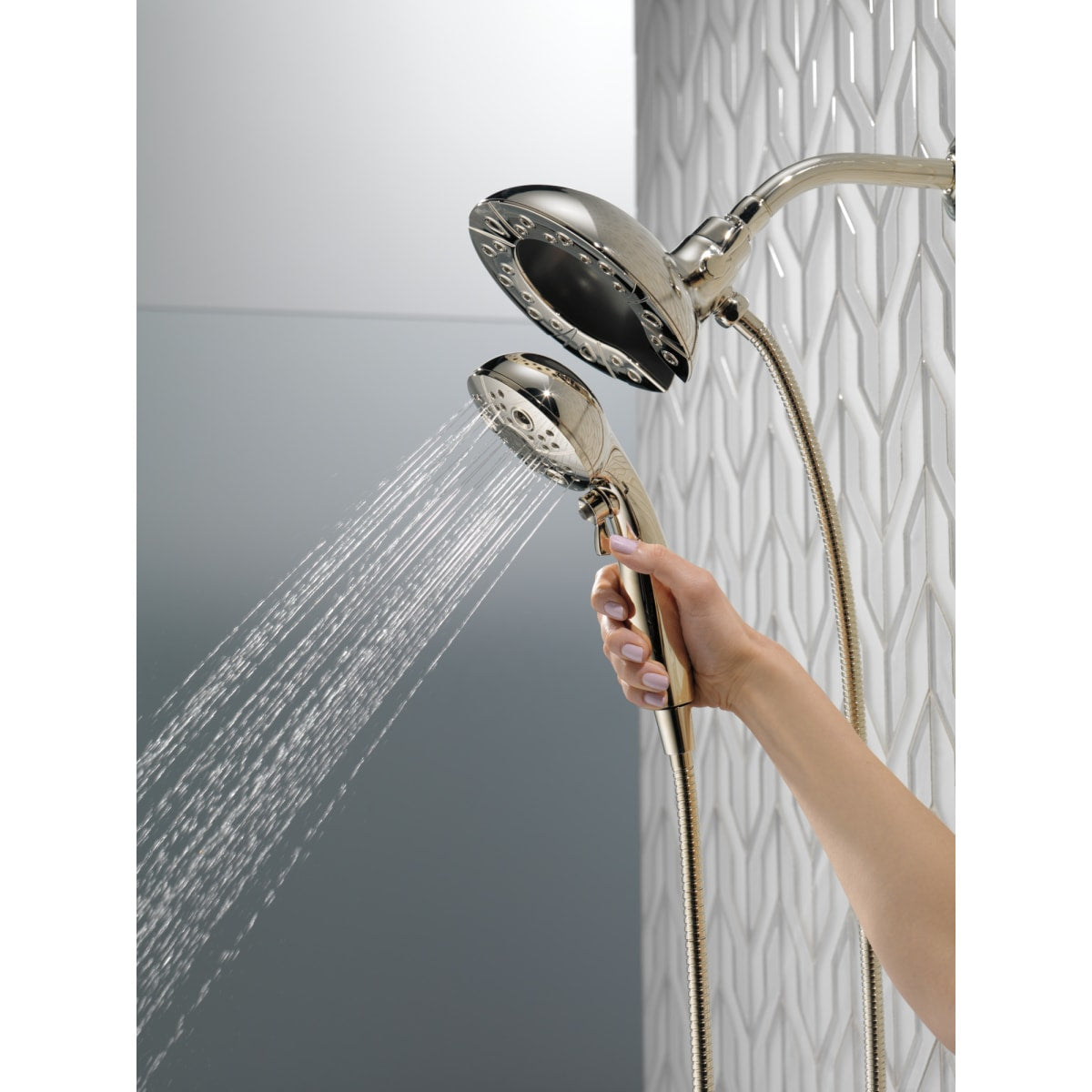 DELTA FAUCET Delta 58480-PN-PR25-PK Universal Showering Components: H2Okinetic In2ition 5-Setting Two-In-One Shower