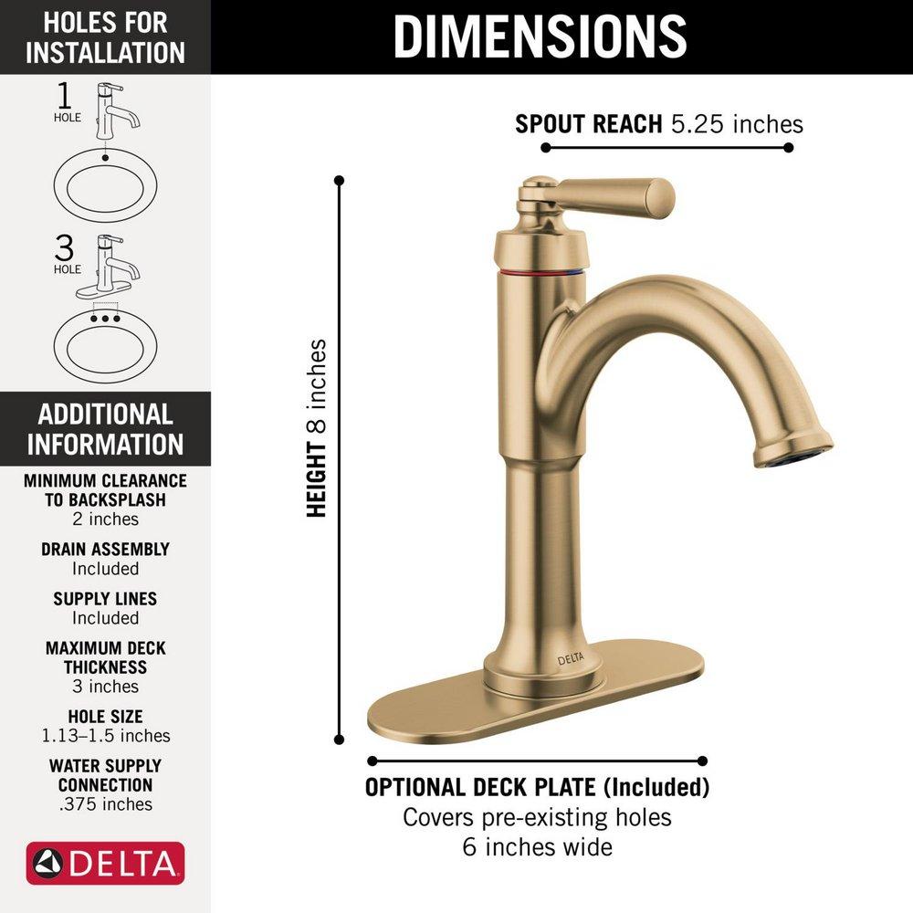 DELTA FAUCET Delta Faucet 535-CZMPU-DST Saylor Single Handle Bathroom Sink Faucet