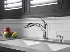 DELTA FAUCET Delta Faucet 4353-DST Linden Single Handle Pull-Out Kitchen Faucet Chrome 1.5 GPM