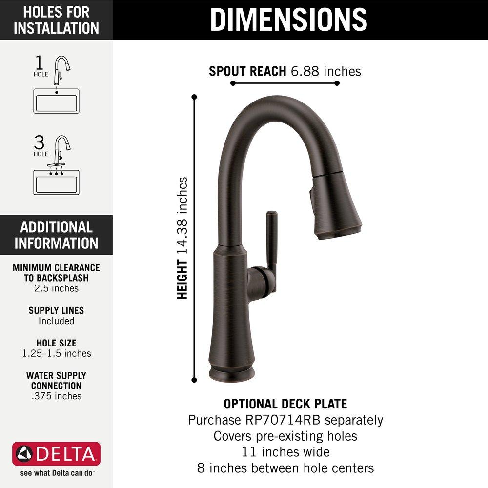 DELTA FAUCET Delta Faucet 9979-RB-DST Coranto Single Handle Pull Down Bar Faucet in Venetian Bronze