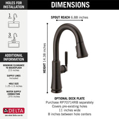 DELTA FAUCET Delta Faucet 9979-RB-DST Coranto Single Handle Pull Down Bar Faucet in Venetian Bronze