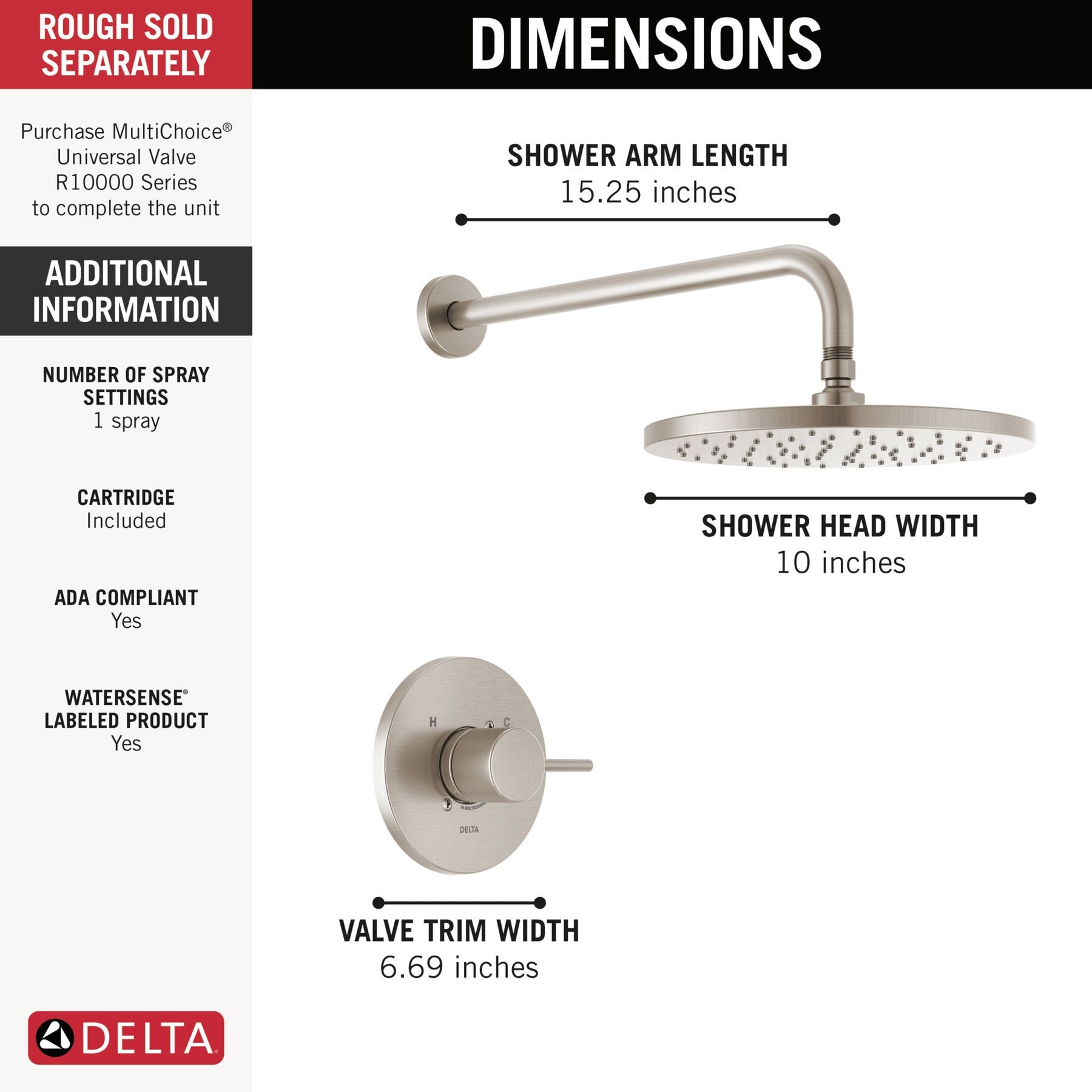 DELTA FAUCET Delta Faucet T14269-SP-PP Monitor 14 Series Shower Trim