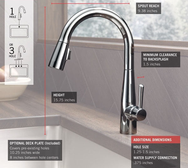 DELTA FAUCET Delta Faucet 9159-DST Trinsic Single Handle Pull Down Kitchen Faucet