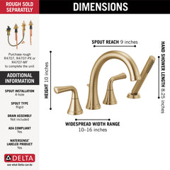 DELTA FAUCET Delta Faucet T4733-CZ Kayra Roman Tub Trim With Hand Shower