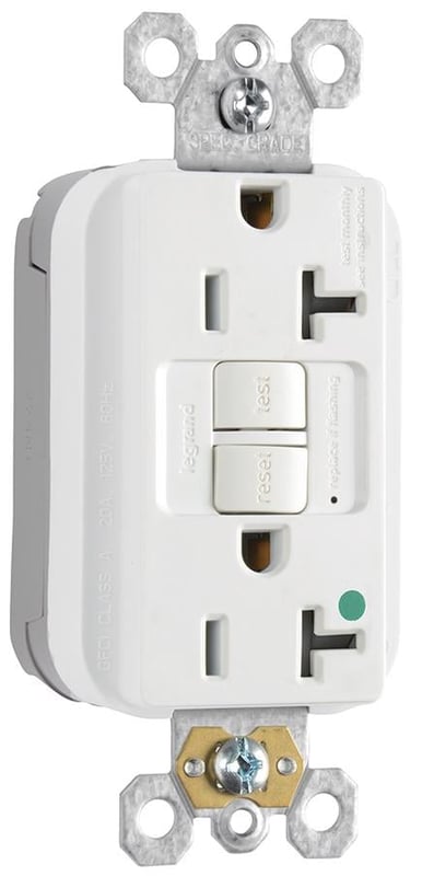 LEGRAND Legrand-Pass & Seymour PT2097HGW GFCI Receptacle 20 Amp 125 Volt Hospital Grade