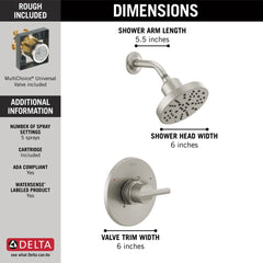 DELTA FAUCET Delta 142749-SS Nicoli: Monitor 14 Series H2Okinetic Shower