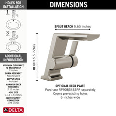 DELTA FAUCET Delta 599-SS-PR-LPU-DST Lavatory Faucet Pivotal 4 Inch Spread 1 Lever ADA WaterSense Lumicoat Stainless