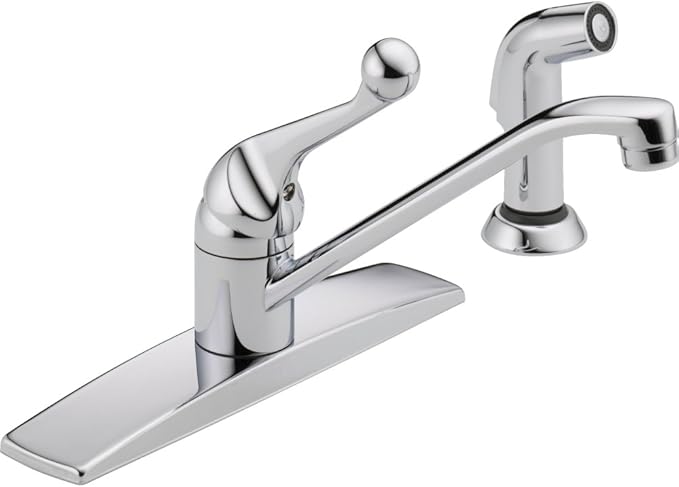 DELTA FAUCET Delta 400LF-WF Classic Single Handle Kitchen Faucet with Spray