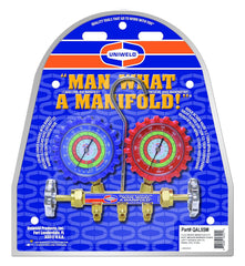 UNIWELD Uniweld QAL5SM 2-Valve Brass Manifold with 5' Hoses for R-22/R-404A/R-134A