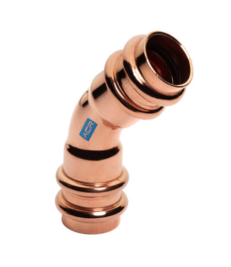 MUELLER STREAMLINE Mueller RP03012 ACR Press Copper 45 Elbow, 0.35 x 3/8 OD (P x P) Long Radius