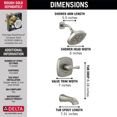DELTA FAUCET Delta T14476-SS Stryke: 14 Series Tub and Shower