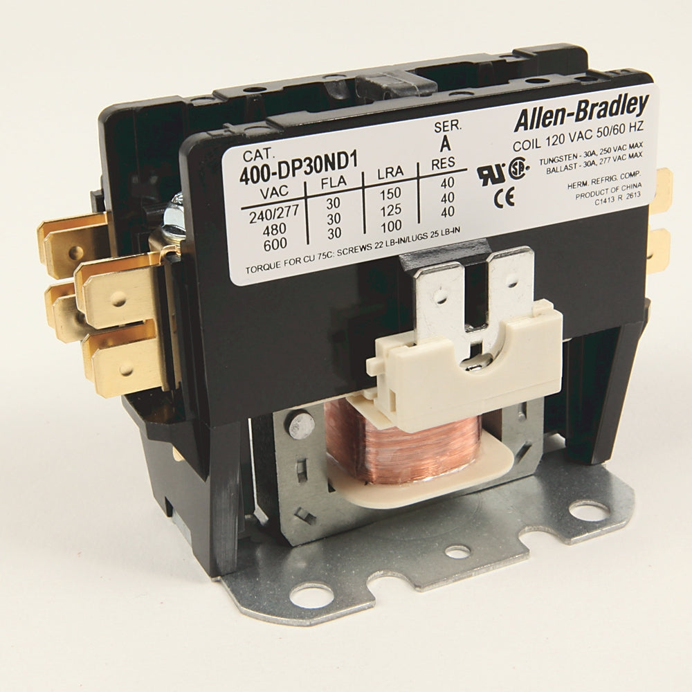 ALLEN-BRADLEY Rockwell Automation 400-DP30ND2 400 Definite Purpose Contactor 30A 120V 50/60Hz