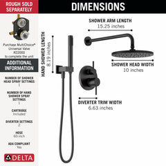 DELTA FAUCET Delta Faucet T342702-BL Monitor 14 Series Shower Trim with Hand Shower