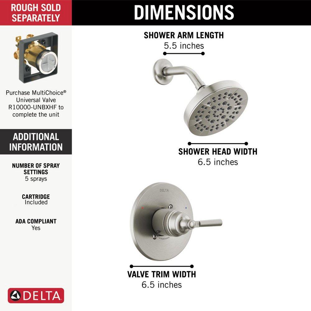 DELTA FAUCET Delta Faucet T14235-SS Saylor Single Handle Multi Function Shower Faucet in Brilliance Stainless (Trim Only)