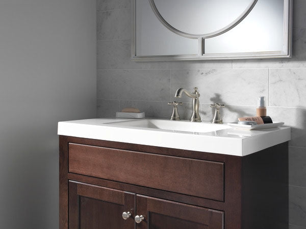 DELTA FAUCET Delta Faucet H295SS Cassidy Metal Cross Handle Set Deck Mount Bathroom & Bidet