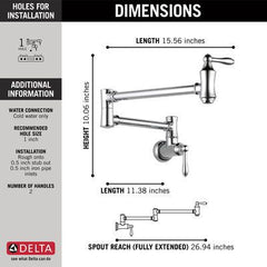 DELTA FAUCET Delta Faucet 1177LF Wall Mount Pot Filler Chrome