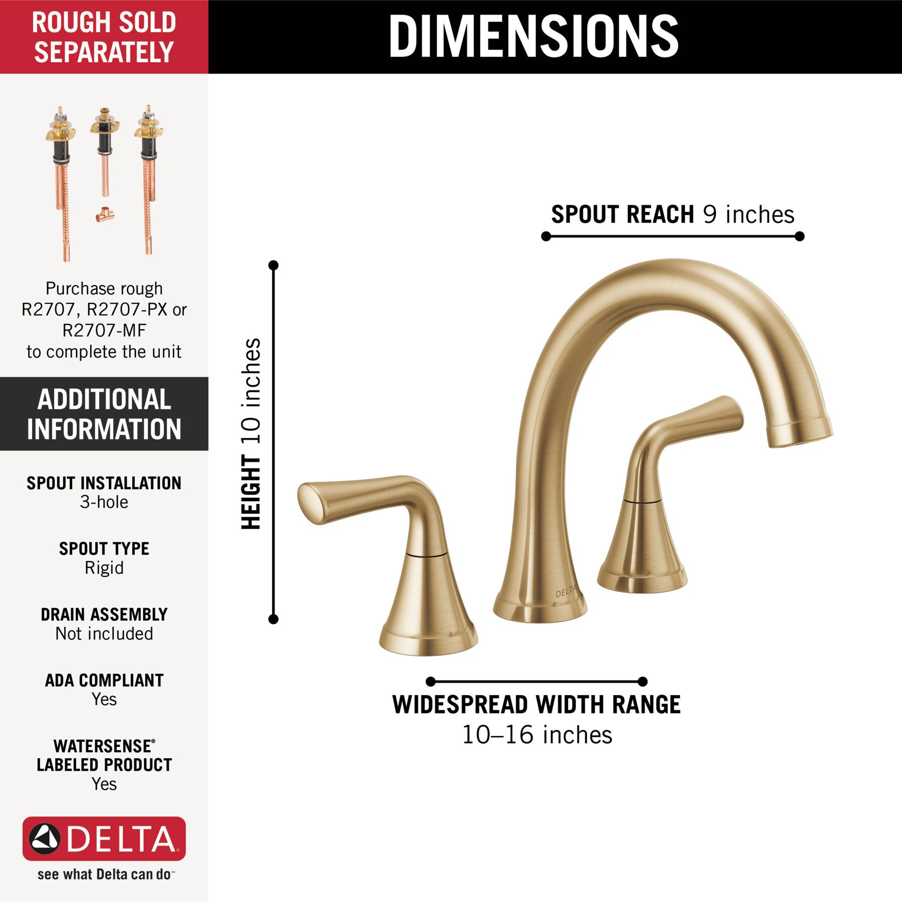 DELTA FAUCET Delta T2733-CZ Kayra Roman Tub Trim