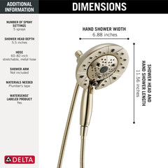 DELTA FAUCET Delta 58480-PN-PR-PK Universal Showering Components H2Okinetic In2ition 5-Setting Two-In-One Shower