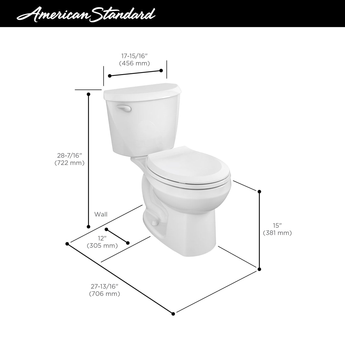 AMERICAN STANDARD American Standard 250DA104.020 1.28 gpf Elongated Two Piece Toilet