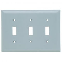 LEGRAND Pass & Seymour TP3GRY Standard Wallplate 3 Gangs 5 in H x 6-3/8 in W Replacement MPN