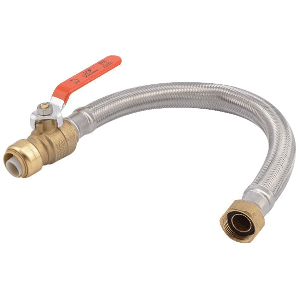 RWC Sharkbite UR3088FX18BV Flexible Water Heater Connector with Ball Valve 3/4 x 3/4 in