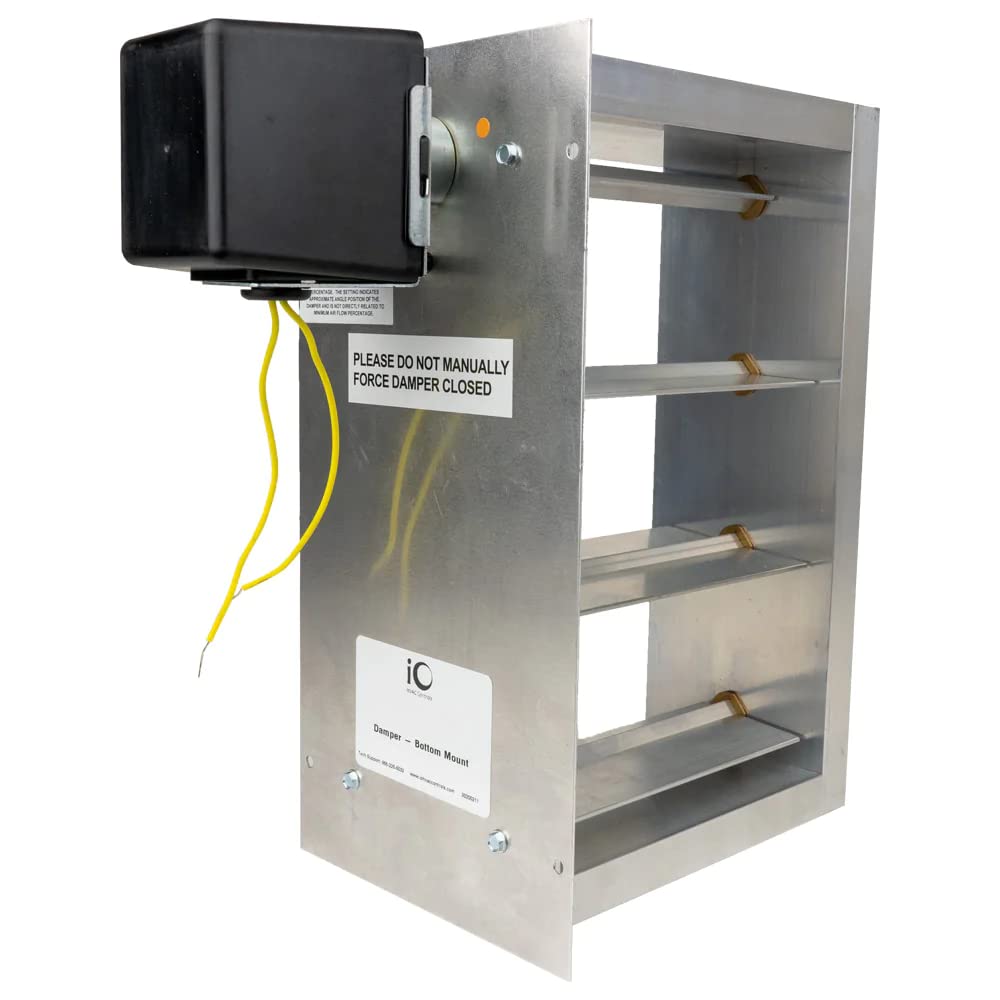 IO HVAC CONTROLS iO HVAC Controls HD-2410-BM 24 x 10 Rectangular Two-Position Zone Damper - 2 Wire Actuator - Bottom Mount