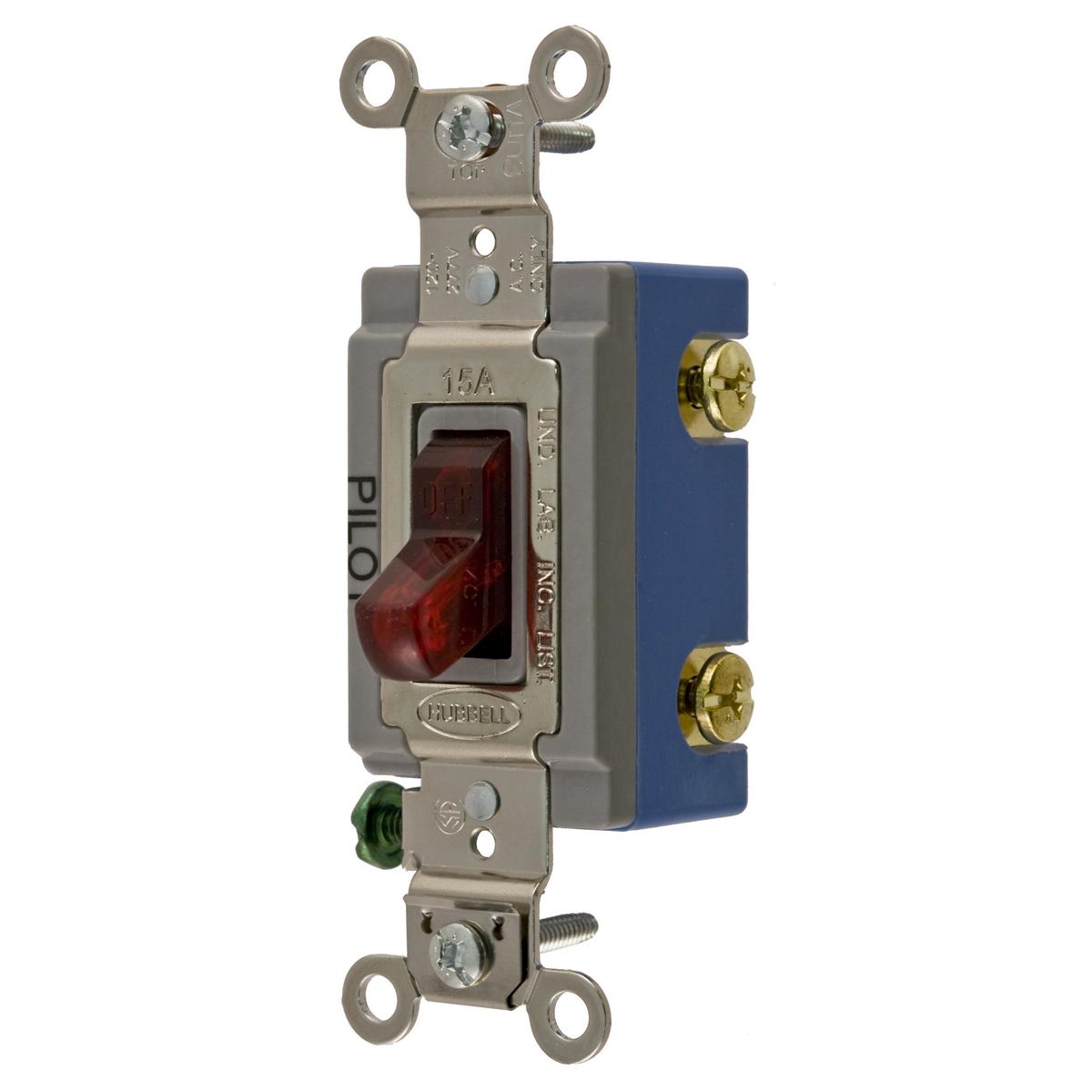 HUBBELL WIRING Wiring Device-Kellems HBL1201PL Toggle Switch 120 to 277 VAC 15 A