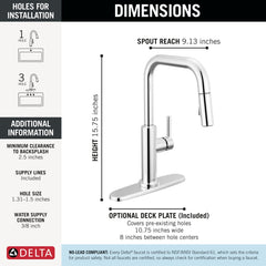DELTA FAUCET Delta 19868LF Nicoli Single Handle Pull-Down Kitchen Faucet 1.8 GPM