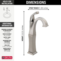 DELTA FAUCET Delta 751-SS-DST Single Handle Vessel Bathroom Faucet
