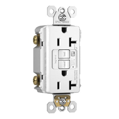 LEGRAND Pass Seymour 2097-TRAW Tamper-Resistant Self-Test GFCI Duplex Receptacle With Audible Alarm 20-Amp 125-Volt NEMA 5-20R
