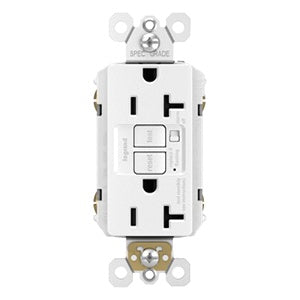 LEGRAND Pass Seymour 2097-TRAW Tamper-Resistant Self-Test GFCI Duplex Receptacle With Audible Alarm 20-Amp 125-Volt NEMA 5-20R