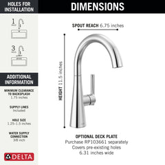 DELTA FAUCET Delta 14882LF Single Handle Bar Prep Faucet 1.5 GPM