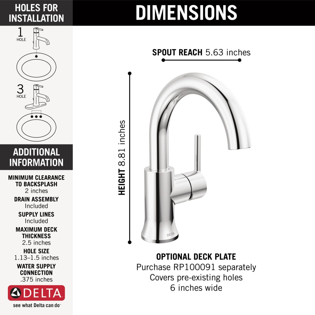 DELTA FAUCET Delta 559HAR-DST Trinsic Lavatory Faucet 1.2 Gallons per Minute