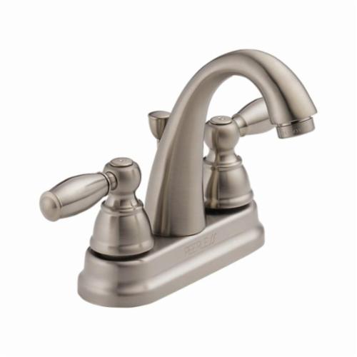 PEERLESS FAUCET Peerless P2565LF-BN Elmhurst Centerset Bathroom Faucet, Brushed Nickel, 2 Handles, 50/50 Pop-Up Drain