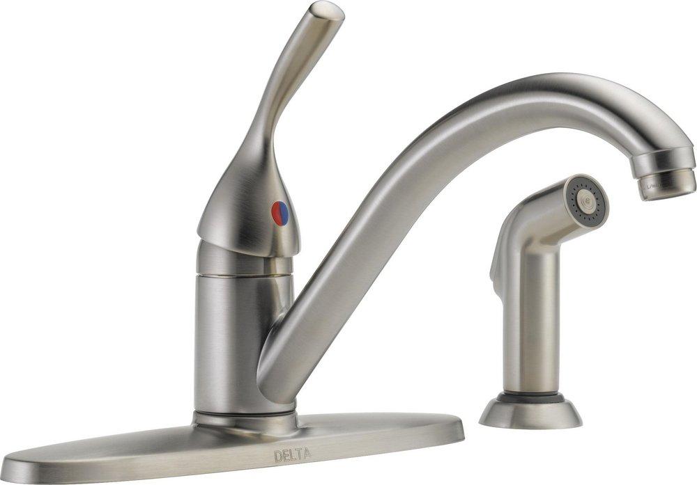 DELTA FAUCET Delta Faucet 400-SS-DST Classic Single Handle Kitchen Faucet with Side Spray