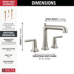 DELTA FAUCET Delta T2736-SS Saylor Roman Tub Trim