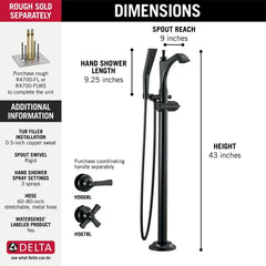 DELTA FAUCET Delta Faucet T4756-BLLHP-FL Dorval Single Handle Lever Floor Mount Filler Trim Only