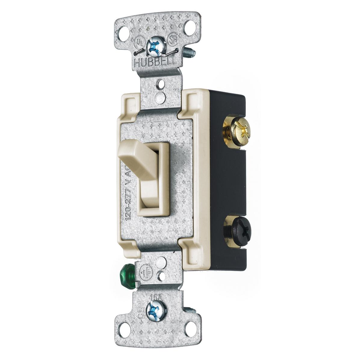 HUBBELL WIRING Wiring Device-Kellems RS415LA Toggle Switch 4-Way Compact General Purpose Self-Grounding Standard