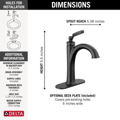 DELTA FAUCET Delta Faucet 532-BLMPU-DST Woodhurst Single Handle Bathroom Sink Faucet in Matte Black