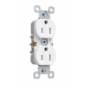 LEGRAND Pass & Seymour 3232TRSW Self-Grounding Tamper-Resistant Duplex Receptacle NEMA 5-15R White 15A 125V