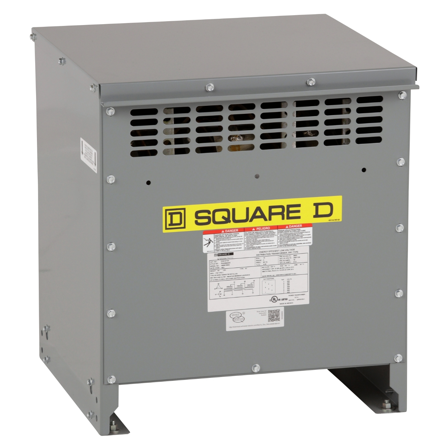 SCHNEIDER ELECTRIC Square D EXN15T3H Transformer, Dry Type 15kVA