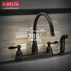 DELTA FAUCET Delta Faucet 21996LF-OB Windemere Two Handle Kitchen Faucet 1.8 gpm 4-hole 8 in replacement MPN