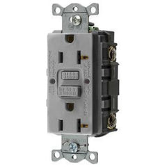 HUBBELL Hubbell GFRST20GY 20 Amp 125 Volt 2-Pole 3-Wire NEMA 5-20R Gray GFCI Receptacle