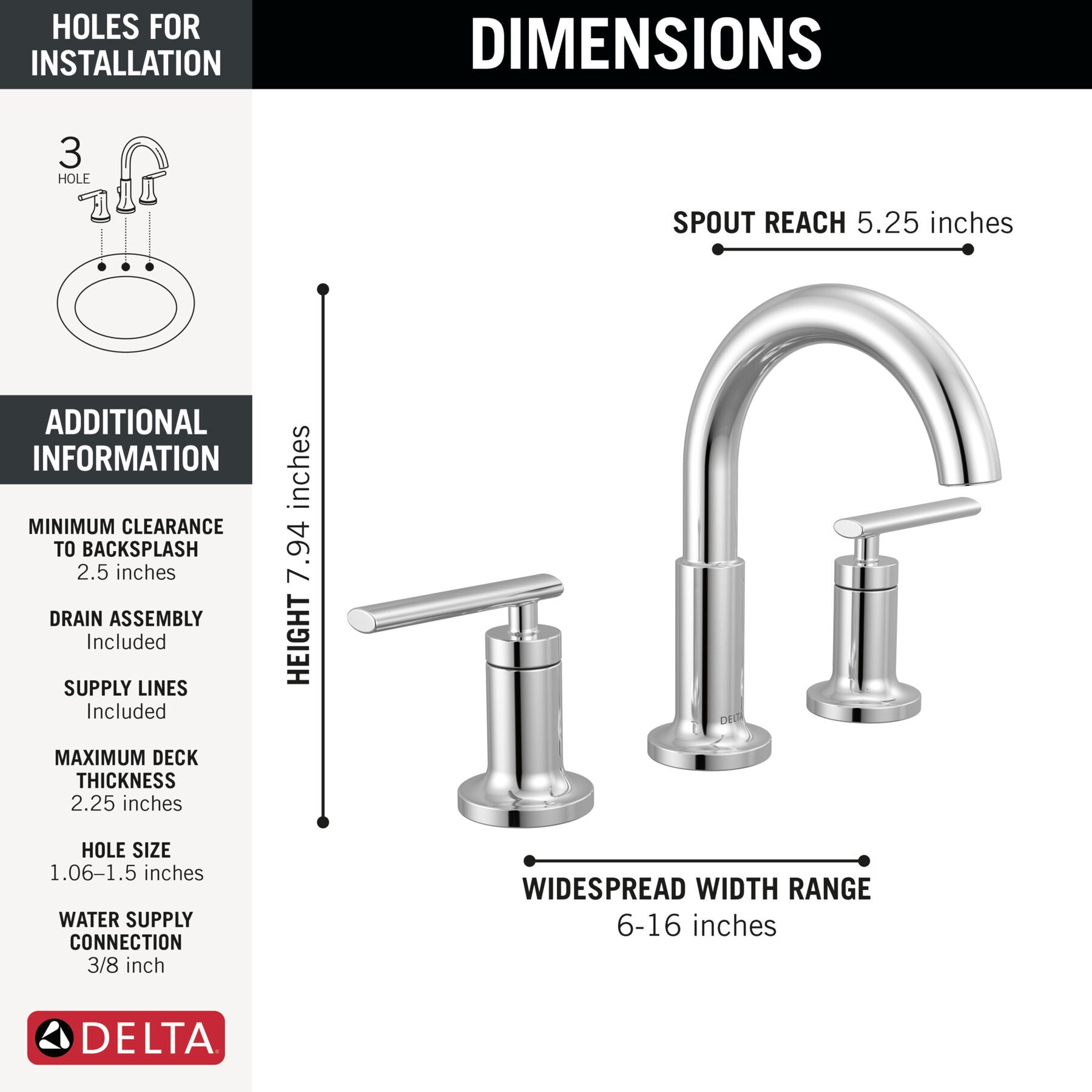 DELTA FAUCET Delta Faucet 35442-MPU-DST Altado Two Handle Widespread Bathroom Faucet 1.2 GPM