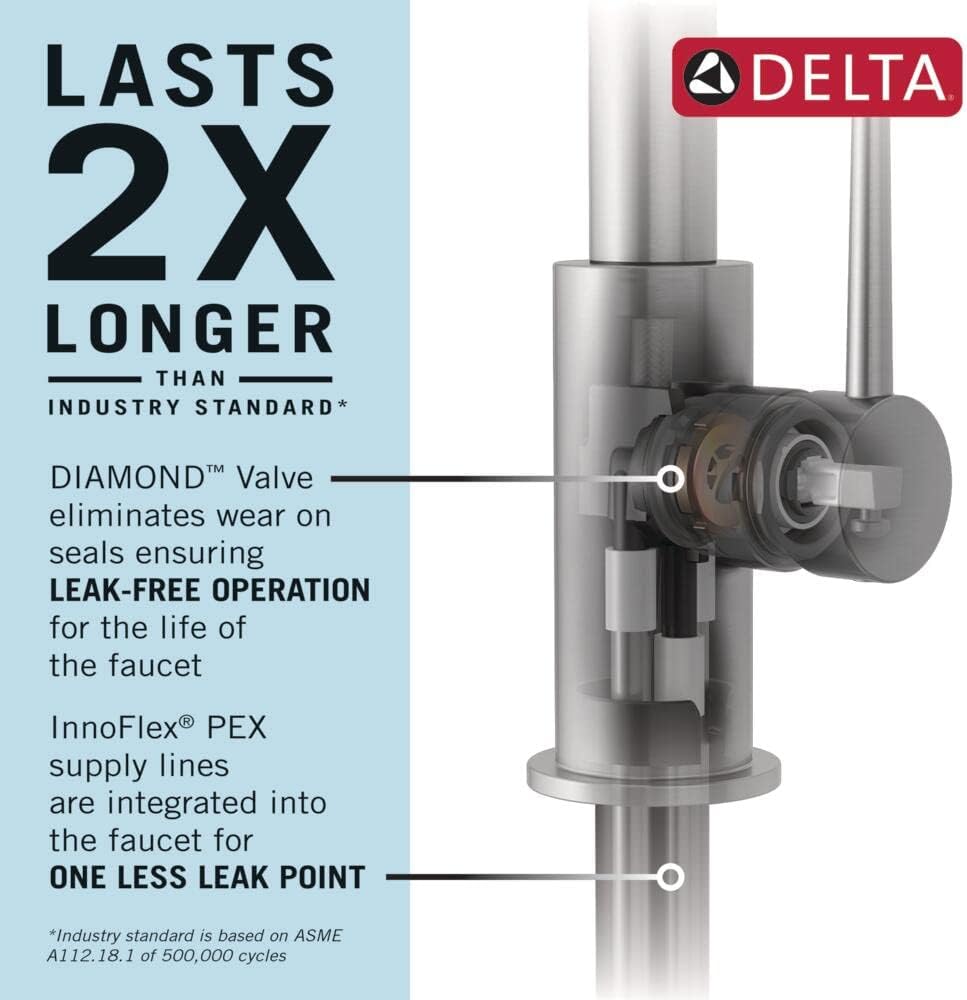 DELTA FAUCET Delta Faucet 9113-BL-DST Kitchen Faucet with Pull Down Sprayer, Matte Black