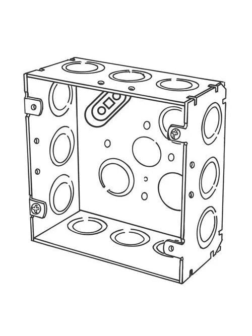 APPLETON Appleton 4SJDEK Square Box, Steel, 42 cu-in, 16 Outlets
