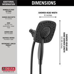DELTA FAUCET Delta Faucet 58498-BL In2ition Multi Function Hand Shower in Matte Black