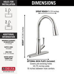 DELTA FAUCET Delta 9110-DST Single Handle Pull-Down Kitchen Faucet 1.8 gpm