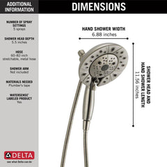 DELTA FAUCET Delta Faucet 58480-SS-PR-PK In2ition Multi Function Hand Shower in Lumicoat Stainless