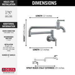 DELTA FAUCET Delta Faucet 1190LFL-AR Broderick Wall Mount Pot Filler